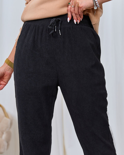 Royalfashion Black women's corduroy fabric pants