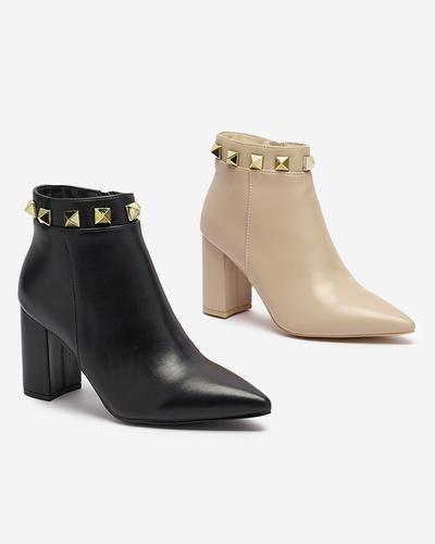 Beige women's boots decorated with studs Sertika - Footwear