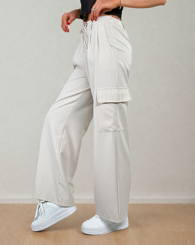 Royalfashion Sieviešu platās bikses ar kabatām