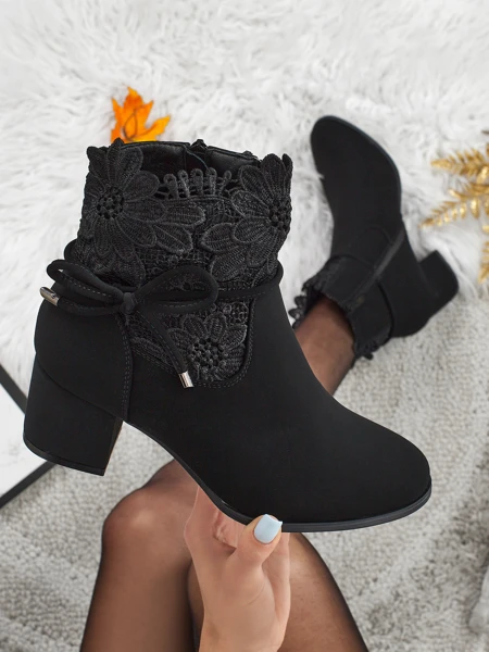 Diana Black Elegant Autumn Ankle Boots
