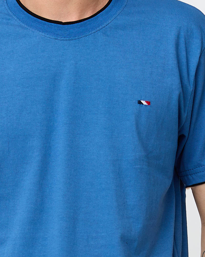 Men's Dark Blue Cotton T-Shirt - Clothing