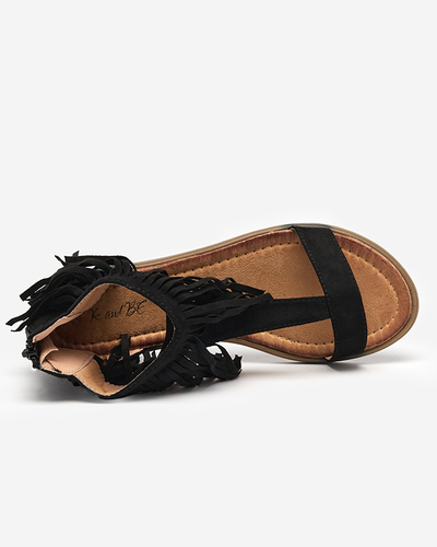Women's sandals with black fringes Clov- Footwear