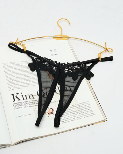 Royalfashion Sieviešu mežģīņu stringi melnā krāsā