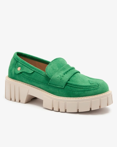 OUTLET Eco suede green moccasins for women Siherta- Footwear