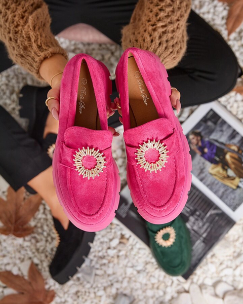 Royalfashion Fuchsia women's eco suede moccasins Likoki
