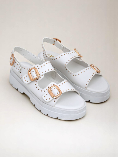 Royalfashion Sieviešu sandales ar biezu zoli un dārgakmeņiem Rocky Chic