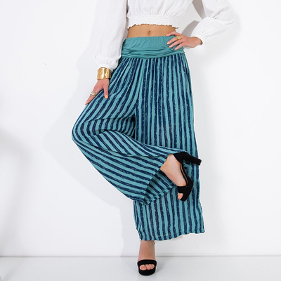 Бирюзовые женские кюлоты в полоску