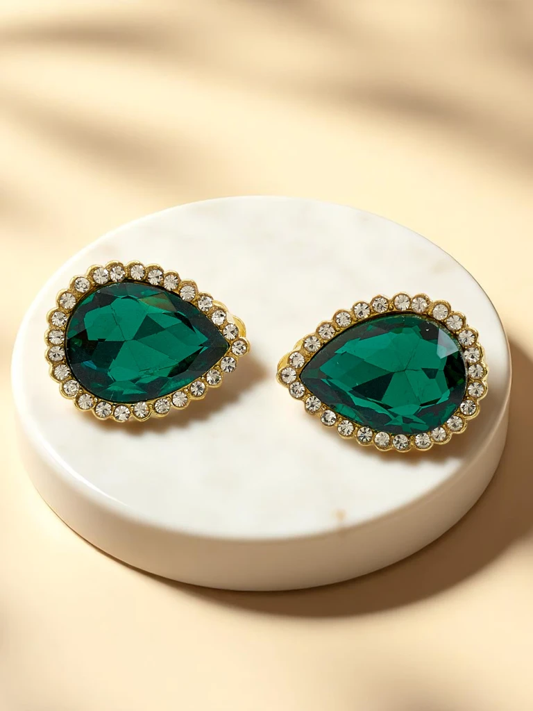 Royalfashion Women's clip-on earrings with crystal and zirconia