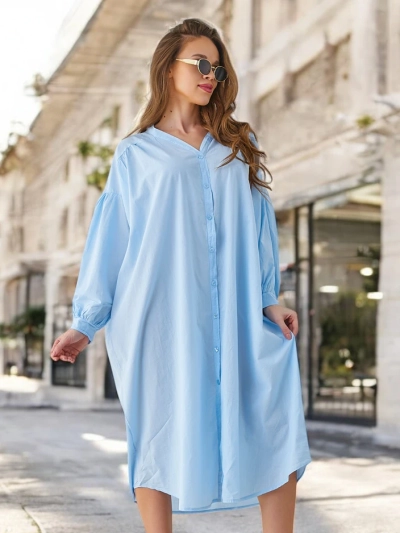 Royalfashion Хлопковая длинная женская рубашка а-ля платье