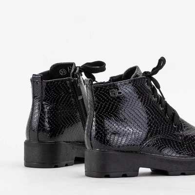 OUTLET Black children's boots with embossing and binding Alamai - Footwear