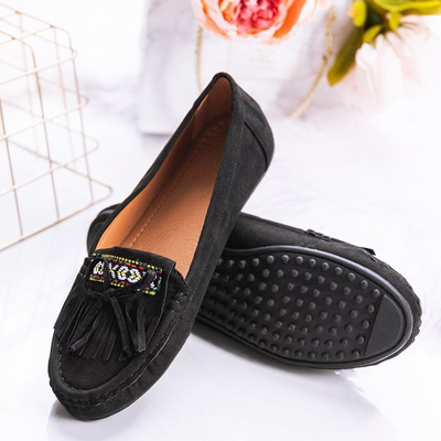 Black Kaddo fringed moccasins - Footwear
