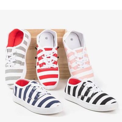 Pink women's striped sneakers Anchor - Footwear 1