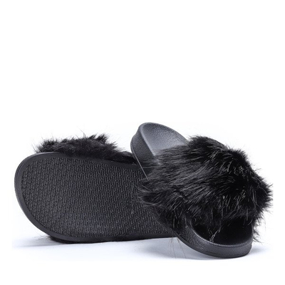 Black Fur Slippers Millie - Shoes