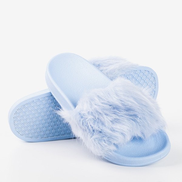Blue slippers with fur Millie - Footwear