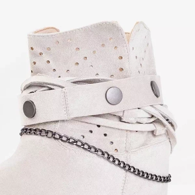 OUTLET Light gray ankle boots a'la cowboy boots on an indoor wedge Salemi - shoes