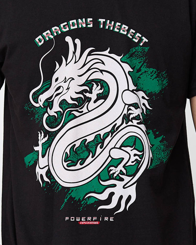 Black cotton men's t-shirt with print - Clothing