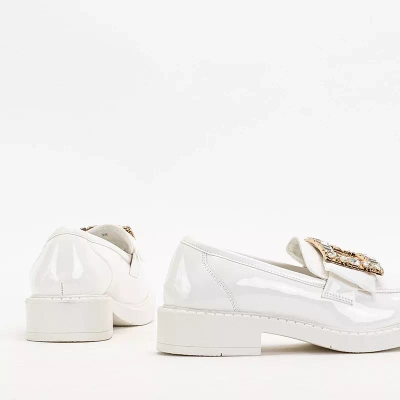 OUTLET White women's shoes with Iolara crystals - Footwear