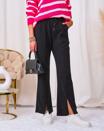 Royalfashion Black corduroy women's fabric pants