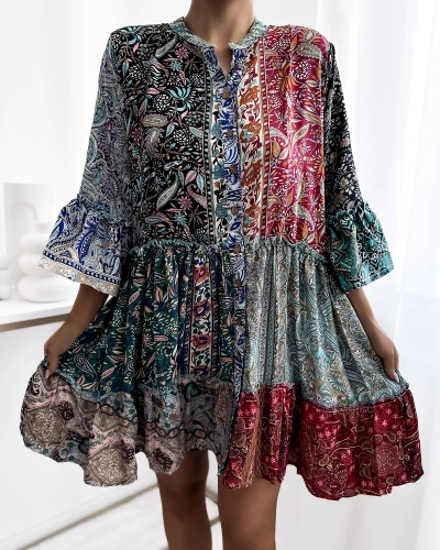 Royalfashion Patterned colorful women's short dress
