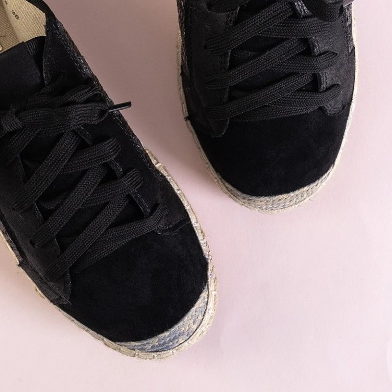 OUTLET Black women's tennis shoes a'la espadrilles Fesmav - Footwear