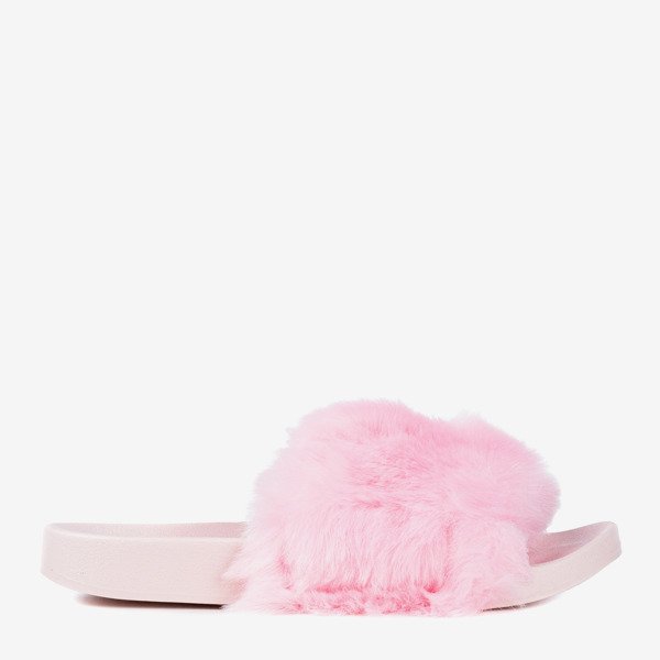 Light pink flip-flops with Bonum fur - Footwear 1
