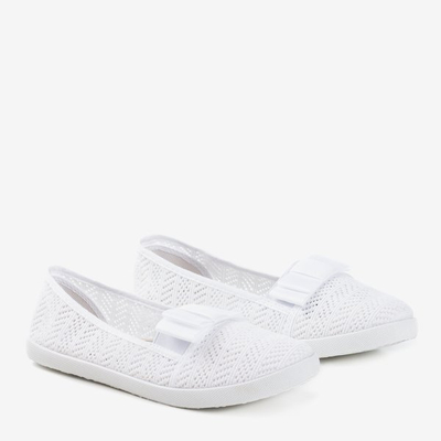 White openwork sneakers with a Nadin bow - Footwear