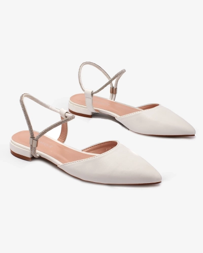 Royalfashion White Women's Embellished Shimmer Sole Flat Heel Sandals