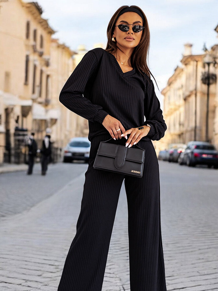 Royalfashion Женский ребристый хлопковый комплект