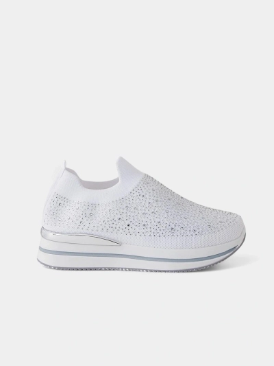 Royalfashion Women's slip-on fabric sports shoes with rhinestones Adeq