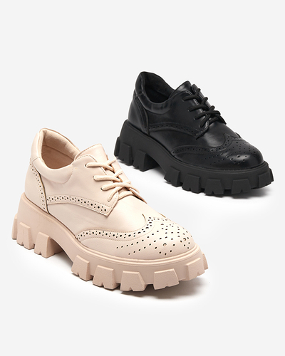 Beige women's shoes with an openwork accent Uneri - Footwear