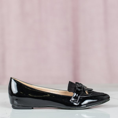 Black varnished loafers with almond mulla toe - Footwear 1