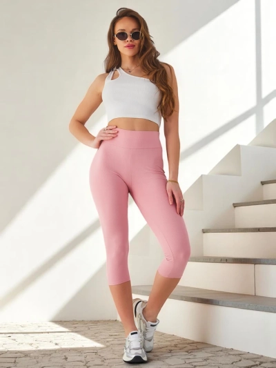 Royalfashion Женские риббенговые леггинсы из хлопка 3/4