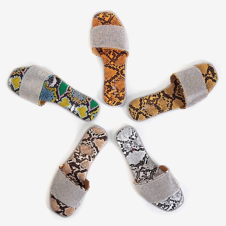 Colorful women's slippers with embossing a'la snake skin Oncho - Footwear