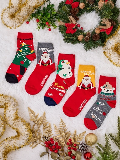 Royalfashion Women's long holiday socks 5/pack