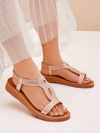 Royal Fashion Women's Ava Shine sandals with decorative straps