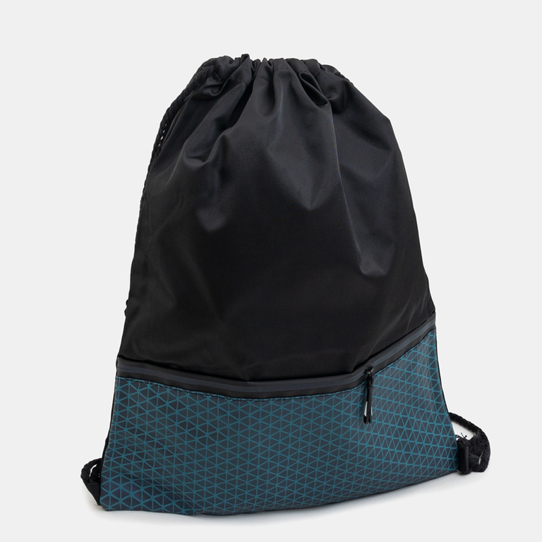 Ladies 'black bag-type backpack with a reflective green print - Accessories