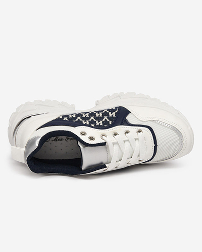 White and navy blue women's sports sneakers Umikatu - Footwear