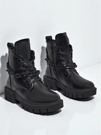 Eko skórzane sznurowane botki damskie Anviq