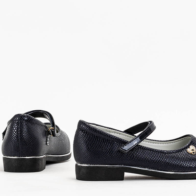 Navy blue girls' ballerinas with Doubi strap -
