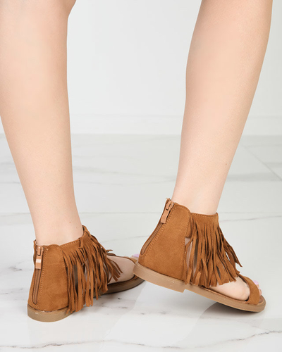 OUTLET Sieviešu sandales ar bārkstīm kamieļu Clov- Shoes
