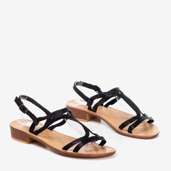 Women's black sandals with low heels Treunia - Footwear