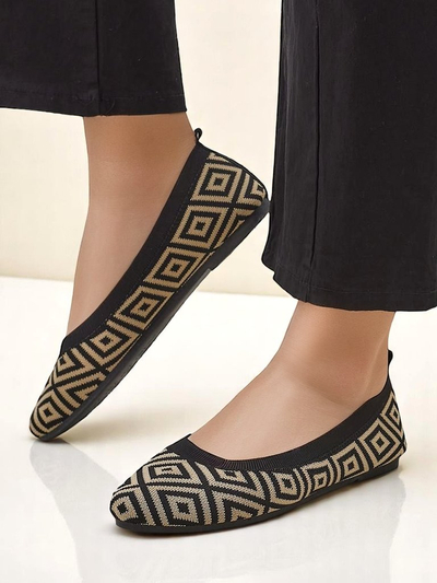 Royalfashion Fabric women’s ballet flats with a geometric print Metric