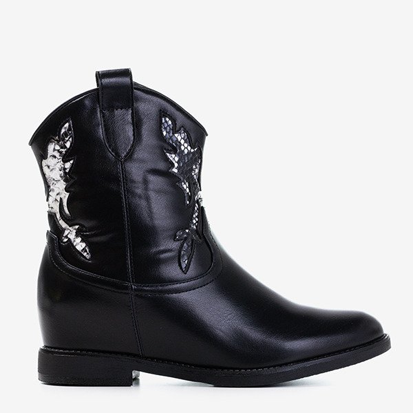 Черные женские ботильоны на скрытой танкетке Walter