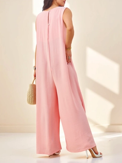 Atena Rosa Palazzo - elegant viscose fabric jumpsuit with straps
