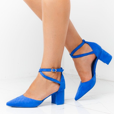 Blue pumps on the low post Blue Rose - Footwear 1