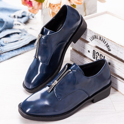 Navy blue low-heeled shoes Losientos - Footwear