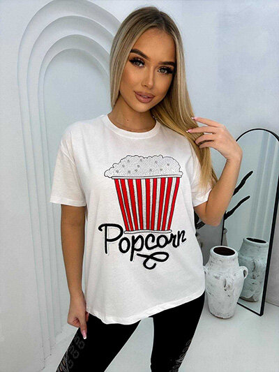 Royalfashion Women's t-shirt with print and zircons