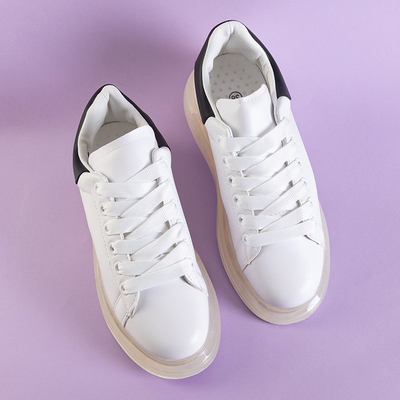 White sports shoes with black insert Garcia - Footwear
