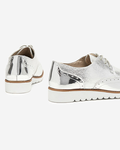 Sieviešu sudraba kurpes ar mirdzošiem sudraba tīklenes ieliktņiem - Apavi