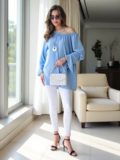 Royalfashion Sieviešu blūze, kas iedvesmota no spāņu stila ar frēzēm